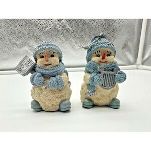 Rare 1998 Encore Snowman Ornament Set Christmas Winter Decor Collectible Figurin